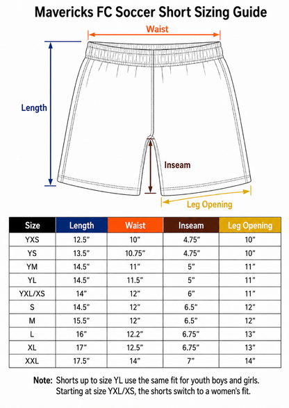 Mavericks FC Girls Soccer Shorts